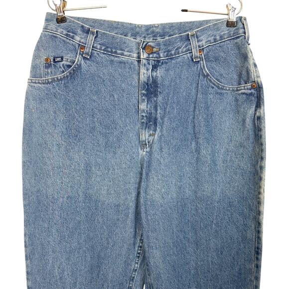 VTG 90s High Rise Mom Jeans Lee 16 Long Relaxed 32x35* Stonewash Retro Deadstock - Picture 11 of 16